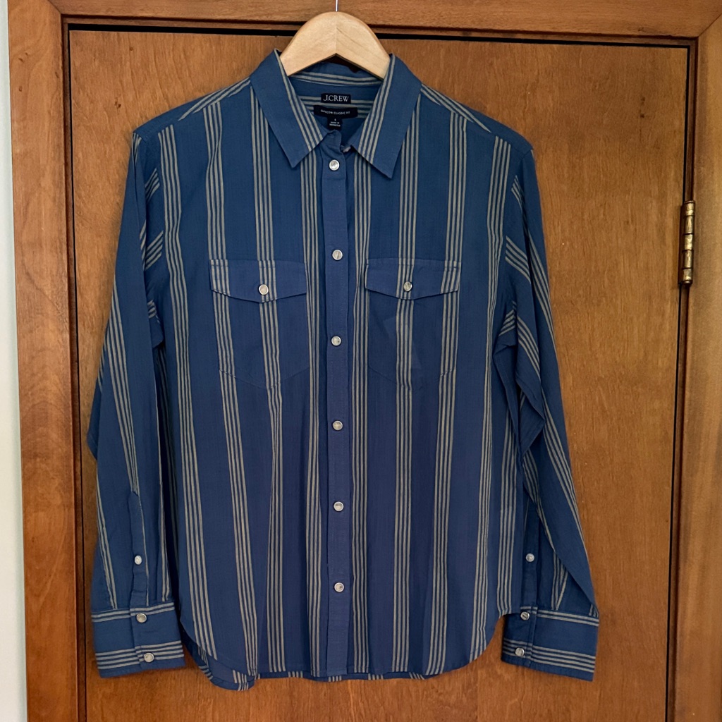 J. Crew Blue Striped Button Down Shirt